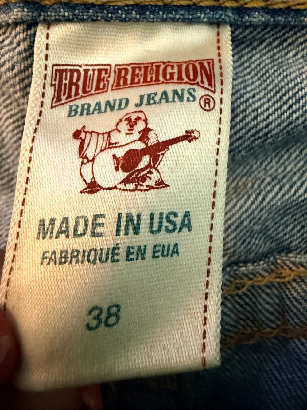 True Religion Jeans Mens Blue Dark Wash Rainbow Billy Straight Leg